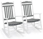 VINGLI Wooden Rocking Chair, Outdoor Chair with 450 lbs Support, Relaxing Rocker with Solid Wood High Back Seat Reclining Seat for Deck, Garden, Backyard, Porch (White & Grey, 2PCS)