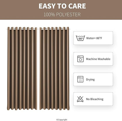 Outdoor Patio Curtain Waterproof Darkening Thermal Insulated Indoor Curtains for Bedroom, Porch, Living Room, Pergola, Cabana, W105 x L120 Extra Wide Room Divider, Camel Brown, 2 Panels