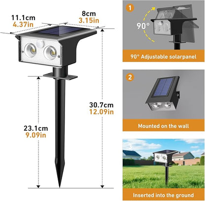 btfarm Solar Spot Lights Outdoor Waterproof, 12 Pack/3 Modes Motion Sensor Lights, Solar Powered Spotlights 2-in-1 Auto On/Off for Outside Pathway Yard Garden Landscape Lighting, Warm White