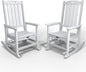 Oversized Rocking Chair Set of 2, Outdoor Rocking Chair for Adults, All Weather Resistant Porch Rocker for Lawn Garden, White