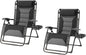 Zero Gravity Chair Set of 2 Oversized Padded Recliner with Adjustable Headrest & Cup Holder - 600D Oxford Folding Lounge Chair for Outdoor Camping, Patio, Poolside (Black & Gray)