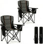 FAIR WIND 2 Pack Heavy Duty Camping Chair, Oversized Padded Folding Chair for Big and Tall (450lbs), Extra Wide Seat with Integrated Cooler & Storage Pocket, Adjustable Lumbar Support for Outdoor