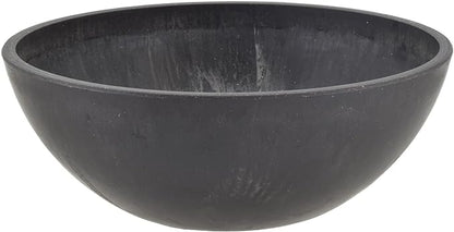 PSW Pot Collection M20DCB 8-inch Plastic/Stone/Wood Composite Low Bowl Planter – No Drainage Hole (Drillable), Shallow Indoor/Outer Pot for Succulents, Bonsai, Fairy Gardens, Herbs, Dark Charcoal