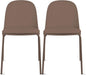 2xhome Parent Modern Stackable Armless Dining Chair | Plastic Shell Seat with Metal Legs | Indoor or Outdoor Use | Home Kitchen Patio (2, Brown, Padded Seat)