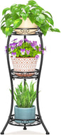 LASZOLA Black 3 Tier Tall Plant Stand for Indoor Outdoor, Large Multiple Level Flower Planter Holder Organizer Rack for Patio Office Bathroom Corner Floor, Sturdy Heavy Duty Metal, Vertical Display