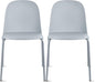 2xhome Set of 2 Modern Stackable Armless Dining Chairs, Plastic Shell Seat with Metal Legs for Indoor Outdoor Home Kitchen Patio Cafe, Gray