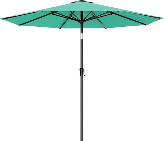 AreShark 9 FT Patio Umbrella for Outdoor, Outdoor Umbrella with Push Button Tilt and Crank, Outdoor Patio Umbrellas with 8 Sturdy Ribs for Market, Garden, Deck, Backyard, Pool (Peacock Blue)