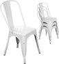 Nazhura Metal Dining Chair Farmhouse Tolix Style for Kitchen Dining Room Café Restaurant Bistro Patio, 18 Inch, Stackable, Waterproof Indoor/Outdoor (Sets of 4) (White)