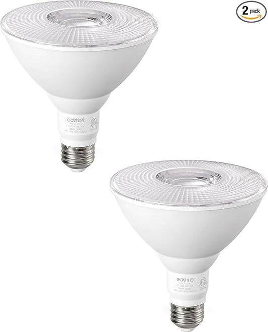EDISHINE PAR38 LED Outdoor Flood Light Bulbs 2 Pack, 120W Equivalent Dimmable Waterproof LED Flood Light Bulb 3000K Warm Light 18W 1800LM E26 Base for Yard Porch Driveway Garage Christmas, ETL Listed