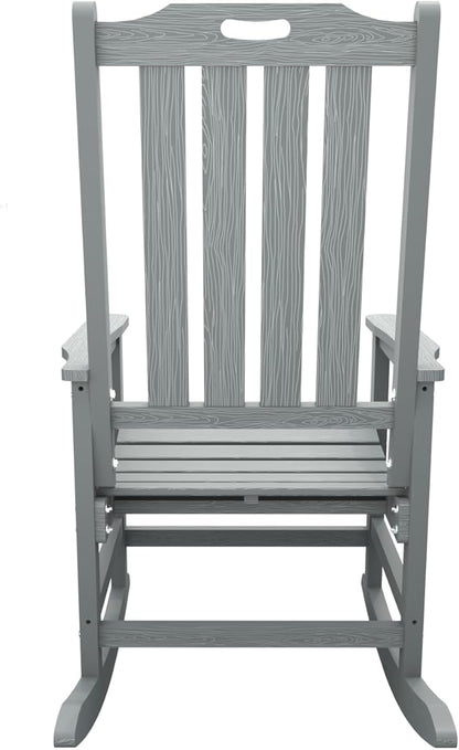 Oversized Rocking Chair Set of 2, Outdoor Rocking Chair for Adults, All Weather Resistant Porch Rocker for Lawn Garden, Grey