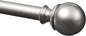 Amazon Basics Sturdy Adjustable Curtain Rod for Windows with Round Finials, Easy Installation, 1-Inch Rod, 36" to 72", Nickel, 1-Pack