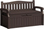 Flamaker 80 Gallon Storage Bench with Cushions Outdoor Indoor, Durable All-Weather Seating with Hidden Storage, Lockable Deck Box for Garden, Patio, Poolside (Brown)