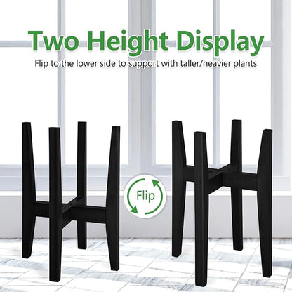 Plant Stand Indoor, Bamboo Plant Shelf, Adjustable Corner Plants Flower Holders Single Floor Plant Stand, Fits 8 to 12 Inches Pots,(Pot & Plant Not Included)(Black)