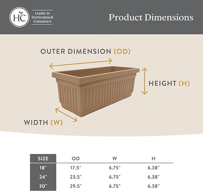 The HC Companies Venetian Window Planter Box w/Drain Plug - Long Planter Box for Windowsills, Balconies & More - Plastic Large Rectangular Planters for Herbs & Flowers (24" Sandstone, Pack of 1)