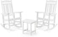 LUE BONA Outdoor Rocking Chairs Set, 3-Piece, HDPS Poly Porch Rockers with Table, Plastic Weather Resistant Rocking Chair Set for Outdoor Indoor, Garden, Backyard, 350lb,White Chairs+Table