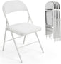 VINGLI 6 Pack Folding Chairs with Padded Seats, Metal Frame with Pu Leather Seat & Back, Capacity 350 lbs, White