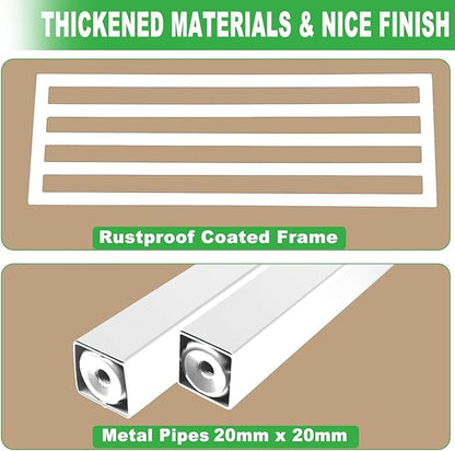 2 Pack Metal Plant Stand Outdoor Plant Shelf Indoor,1 Tier Heavy Duty Plant Stands for Multiple Plants,26" L x 10.12" H x 8.75" W,White