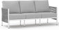 Aluminum Outdoor Patio Couch, 3 Seats HDPE Rope Patio Sofa with Washable Thick Cushion, All-Weather Patio Furniture for Balcony, Yard, White Frame, White
