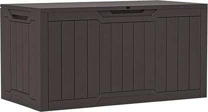 YITAHOME 100 Gallon Resin Deck Box, Weather Resistant Outdoor Storage Box, Lockable Indoor Outdoor Storage for Supplies and Essentials, Dark Brown