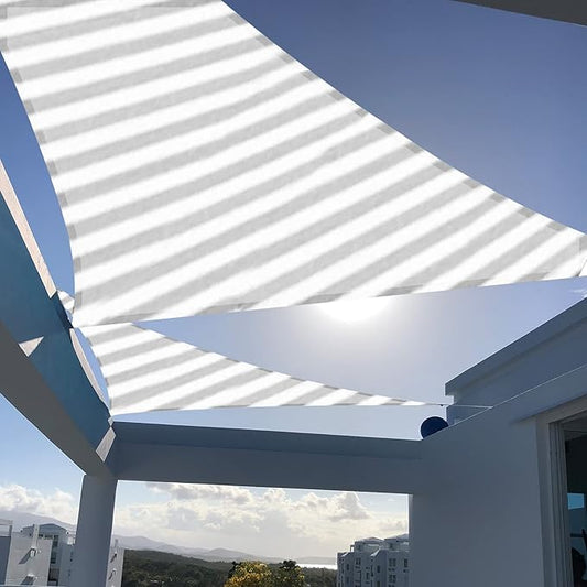 SUNNY GUARD Sun Shade Sail 12'x12'x12' Triangle Grey-White UV Block Sunshade for Backyard Yard Deck Patio Garden Outdoor Activities and Facility(We Make Custom Size)