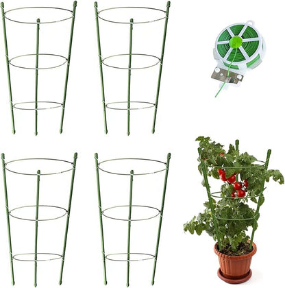 4 Pack Tomato Cage for Garden Plant Support, 18 inches Small Tomato Cages Tomato Trellis with Adjustable Rings, Plant Stakes for Peony Support, Tomato Stakes Rings for Climbing Plants