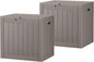 Outdoor Storage Box, Resin Deck Boxes Indoor and outdoor, Waterproof Storage Box Lockable Lid (Grey,35 Gallon-2Pack)