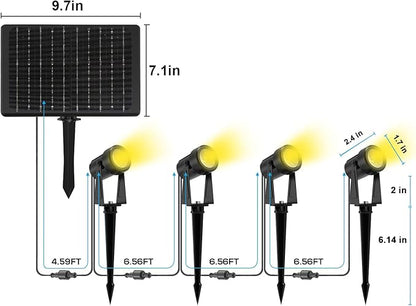 ZYAN Solar Landscape Spotlights, Separate Monocrystalline Panels & USB-C Powered 10800mAh Auto On Off Dusk to Dawn, Outdoor IP65 Waterproof, Warm White for Yard Path Patio (100 Lumens × 8 Pack)