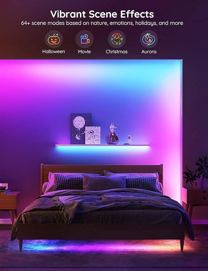 Govee RGBIC Alexa LED Strip Light 32.8ft, Smart WiFi LED Lights Work with Alexa and Google Assistant, Segmented DIY, Music Sync, Color Changing LED Strip Lights for Room, Kitchen, Desk, Holiday