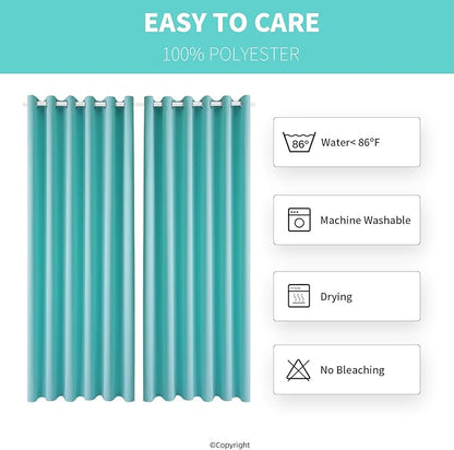 DIVA EN CAMINO DEC Outdoor Patio Curtain Waterproof Darkening Thermal Insulated Indoor Curtains for Bedroom, Porch, Living Room, Pergola, Cabana, W84 x L95, Teal Blue, Set of 2 Panels