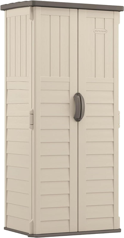 Suncast Vertical Outdoor Storage Shed with All-Weather Construction, Vanilla