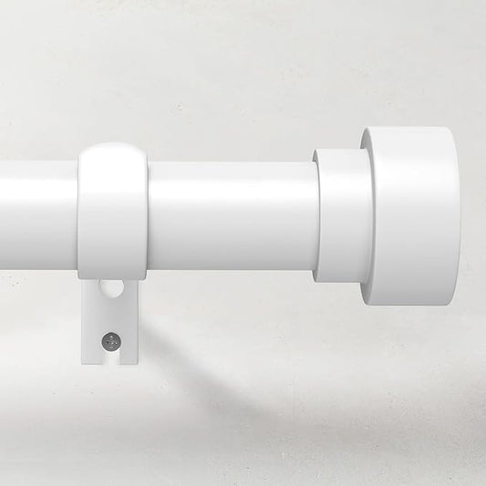 Curtain Rods for Windows 72 to 144, 1 Inch Adjustable White Extra Long Heavy Duty Curtain Rod for Patio Bedroom, Modern Style Indoor Outdoor Window Drapery Rods with End Caps, Size 32" - 150"
