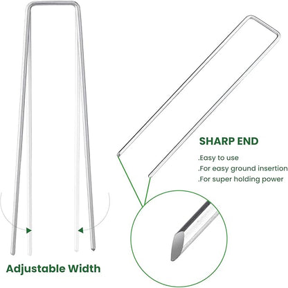 6 Inches Landscape Staples, Garden Stakes Securing Pegs for Securing Weed Fabric Landscape Fabric Netting Ground Sheets and Fleece, Heavy Duty Metal Tent Stakes, Halloween Decorations (20, Silver)