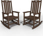 Oversized Rocking Chair Set of 2, Outdoor Rocking Chair for Adults, All Weather Resistant Porch Rocker for Lawn Garden, Brown