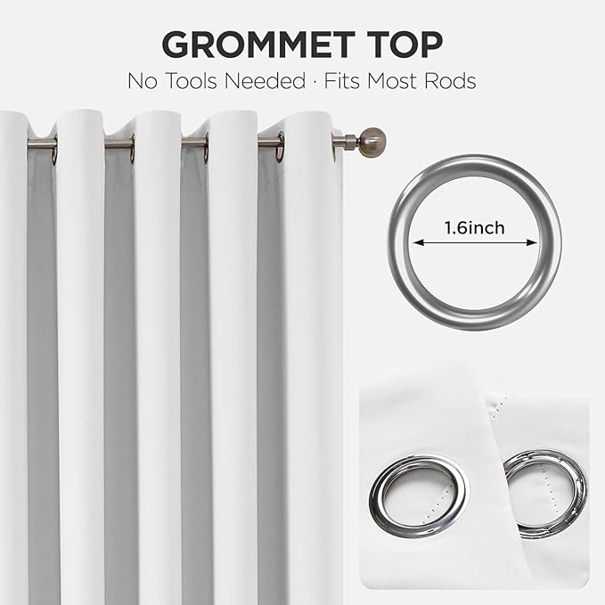 Joydeco Blackout Door Curtain for Doorway Privacy 96 Inches Long, Grommet Closet Curtain for Open Closet, Room Divider for Bedroom Living Room (Pure White 52Wx96L, 1 Panel)