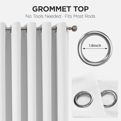 Joydeco Blackout Patio Sliding Door Curtains 72 Inches Long, Grommet Privacy Room Divider Curtains, Extra Wide Thermal Blackout Drapes for Bedroom Living Room (Pure White, 60Wx72L, 1 Panel)