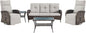 5 Piece Patio Furniture Set with Swivel Recliner Chair - Removable Outdoor Patio Couch Set, Chaise Lounge Chair Outdoor with Adjustable Backrest and Footrest and Coffee Table for Casual Gathering
