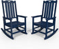 Oversized Rocking Chair Set of 2, Outdoor Rocking Chair for Adults, All Weather Resistant Porch Rocker for Lawn Garden, Navy Blue