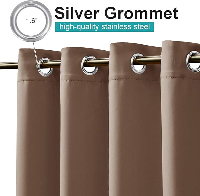 NICETOWN Fade Resistant Patio Curtains Outdoor Waterproof, Fade-Proof Curtains Grade 4 Color Fastness Certified, Thermal Insulated Privacy Sun Shades for Gazebo, Lanai, W52 x L72, Tan, 2 Panels
