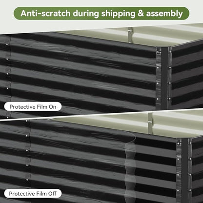 COMHOMA Galvanized Raised Garden Bed,Large Metal Planter Box for Outdoor Vegetables,Corrugated Steel Herbed Plants Container,Extra Deep Gardeners Kits with Open Bottom (2, 6x3x2FT)