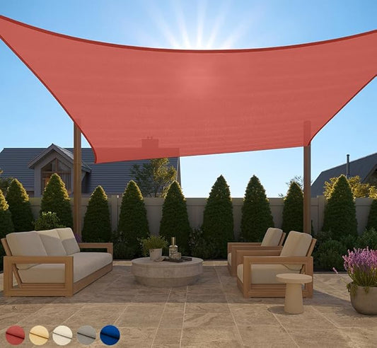 GORILLA GRIP Heavy Duty Sun Shade, UV Protection Fade Tear and Rust Resistant Rectangle Sunshade Canopy, Curved Edges Blocks Sunlight, Breathable Sail, Outdoor Patio, Lawn Garden, 12x16 FT Terra