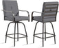 Patio Swivel Bar Stools Set of 2, Outdoor Bar Height Swivel Chairs with Cushions for Garden Balcony Backyard, Grey