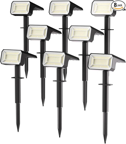Fabrito Solar Spot Lights Outdoor 8 Pack, [108Leds, 4 Modes] Auto On/Off Spotlights, IP67 Waterproof Landscape Lights for Tree, Yard, Patio, Pool, Pathway, Driveway, Cool White