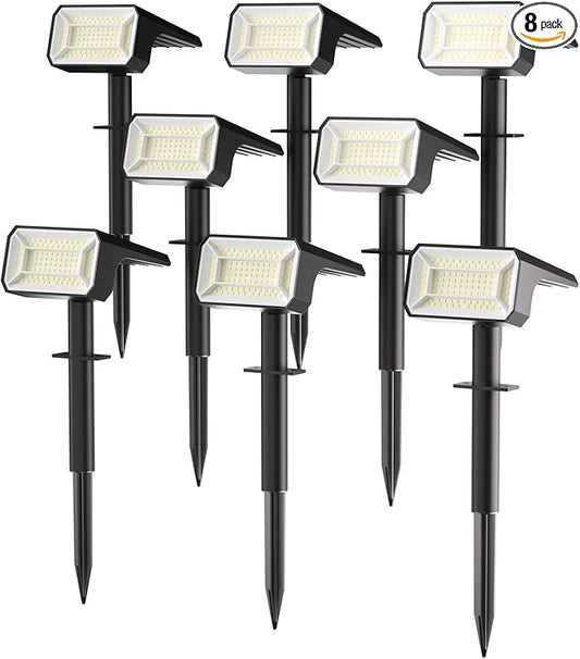 Fabrito Solar Spot Lights Outdoor 8 Pack, [108Leds, 4 Modes] Auto On/Off Spotlights, IP67 Waterproof Landscape Lights for Tree, Yard, Patio, Pool, Pathway, Driveway, Cool White