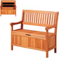 VEVOR Outdoor Storage Bench, 2-Person Wooden Storage Bench, 33 Gallons Deck Box with Side Handle, Supports up to 705 lbs, Weatherproof Outdoor Seating & Porch Decor, for Patio Garden Balcony Yard