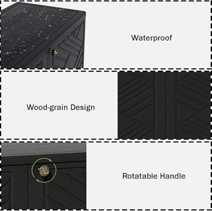 Outdoor/Indoor Storage Box,Resin and Plastic Storage Cabinet Waterproof,Outdoor Cabinet for Patio/Garden/Balcony/Backyard/All Room(with 3 Shelves)-Black