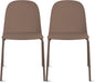 2xhome Set of 2 Modern Stackable Armless Dining Chairs | Plastic Shell Seat with Metal Legs | Indoor or Outdoor Use | Home Kitchen Patio, Brown