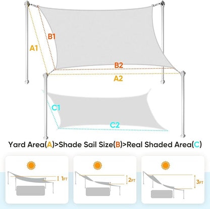 Quictent 20x26ft Sun Shade Sail for Patio, 185GSM Heavy Duty Rectangular Outdoor Sunshades UV Block Outside Canopy Cover for Backyard