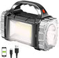 SUYOOULIN Solar Rechargeable LED Soptlight Flashlight, Super Bright 7000LM Handheld LED Searchlight, Multifunctional Camping Lantern Light, 8 Light Modes, Waterproof IPX4, for Emergency, Home
