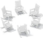 SERWALL HDPE Outdoor Rocking Chair Set of 6, Patio Rocking Chairs for Adults, All Weather Outdoor Rockers for Lawn, White