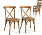 VINGLI Plastic Outdoor Dining Chairs Set of 2, Stackable Patio Dining Chairs with X Back, Waterproof Kitchen & Dining Room Chairs for Indoor-Outdoor, Capacity 400 lbs, Farmhouse Brown